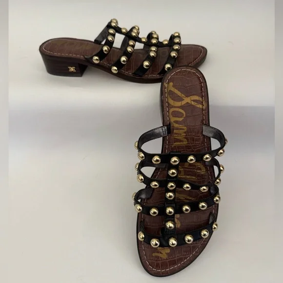 Sam Edelman Womens Juniper Studded Leather Slip On Mule Sandals Black, Size 6.5 - Picture 3 of 8
